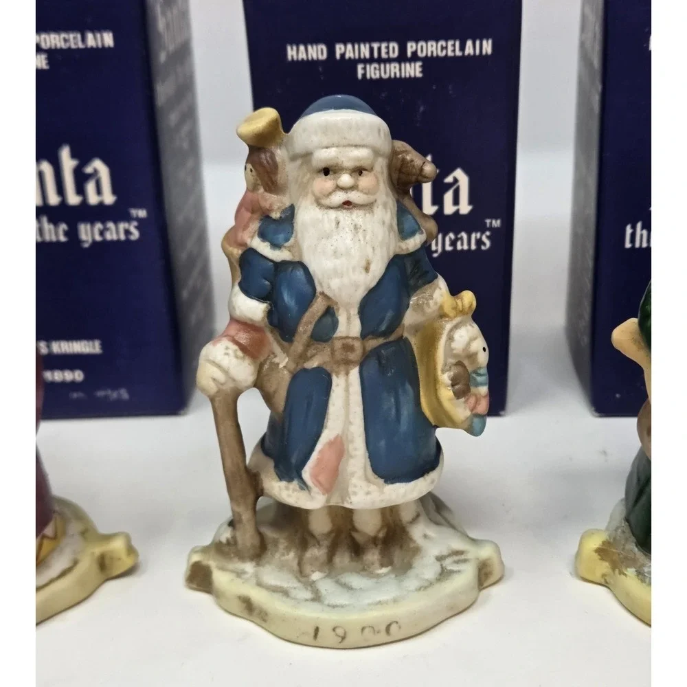 6 Santa Claus Through the Years Figures Figurine Porcelain Holiday Collectibles